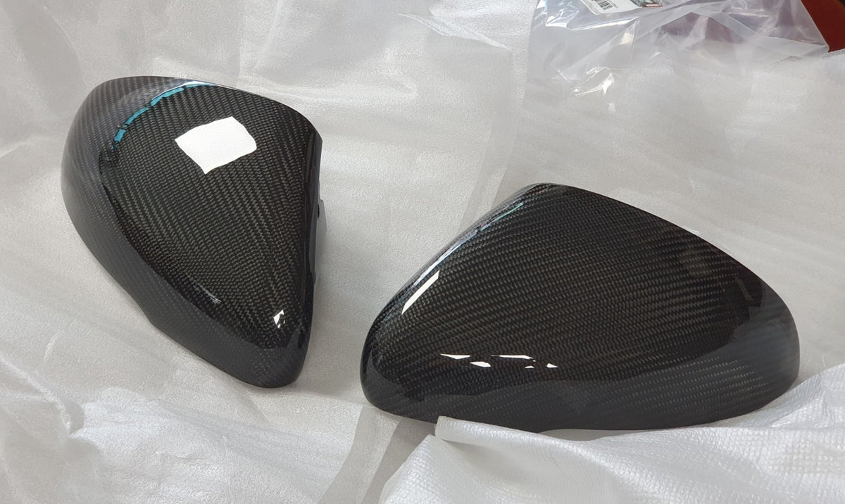 Kia Stinger GT GT2 2018+ Carbon Fiber Mirror Cover Replaced Glossy Black 2pc