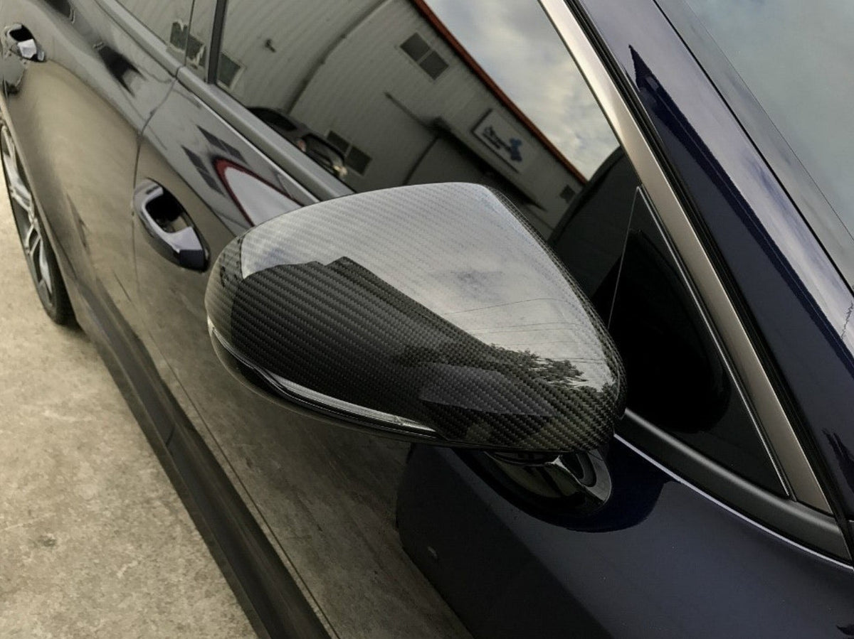Kia Stinger GT GT2 2018+ Carbon Fiber Mirror Cover Replaced Glossy Black 2pc