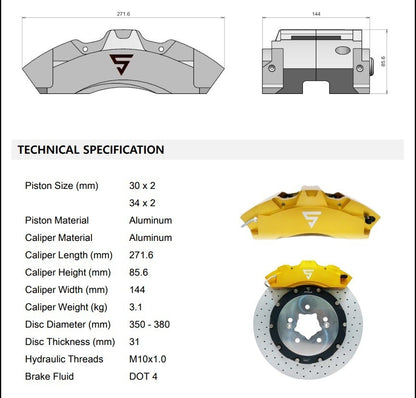 FRONT 8P (405×34) + REAR 4P (380×31) + EPB / LEXUS LS460 (2007-2012) [STOLZ]