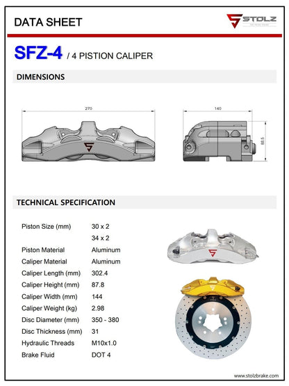 Porsche 911 Carrera S STOLZ SFZ BIG BRAKE 6 Pot Front & 4 Pot Rear 380mm Upgrade