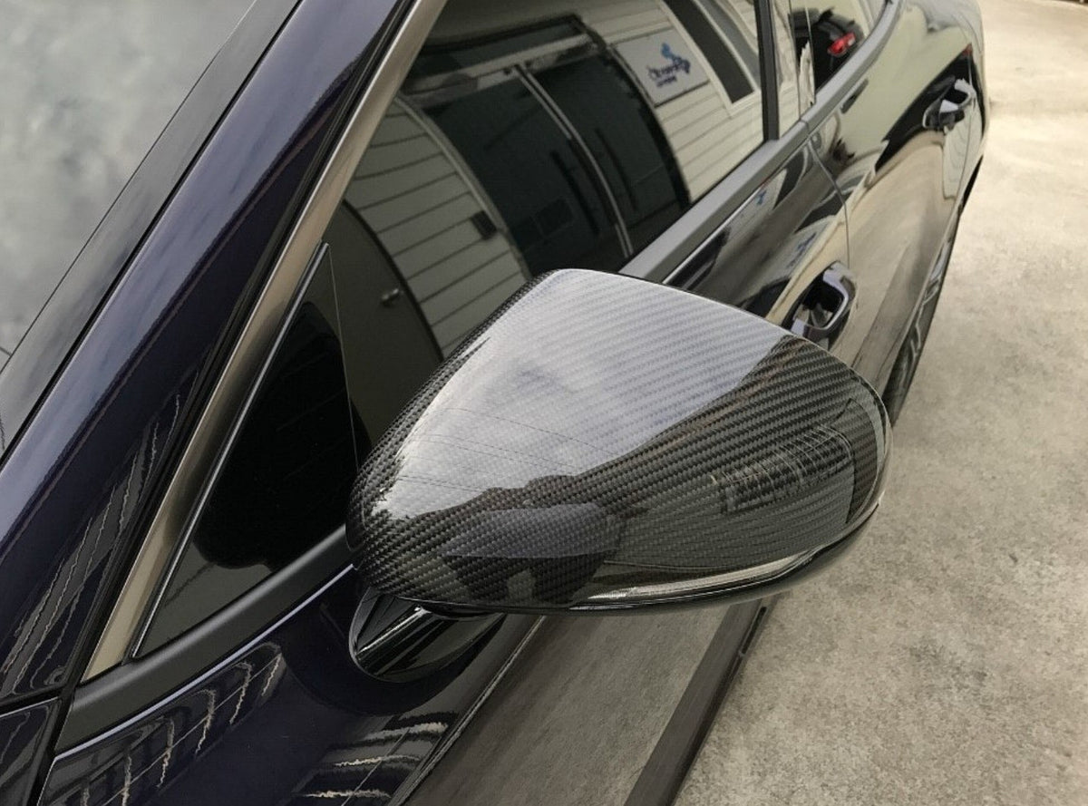 Kia Stinger GT GT2 2018+ Carbon Fiber Mirror Cover Replaced Glossy Black 2pc