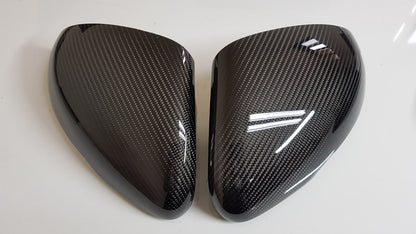 Kia Stinger GT GT2 2018+ Carbon Fiber Mirror Cover Replaced Glossy Black 2pc