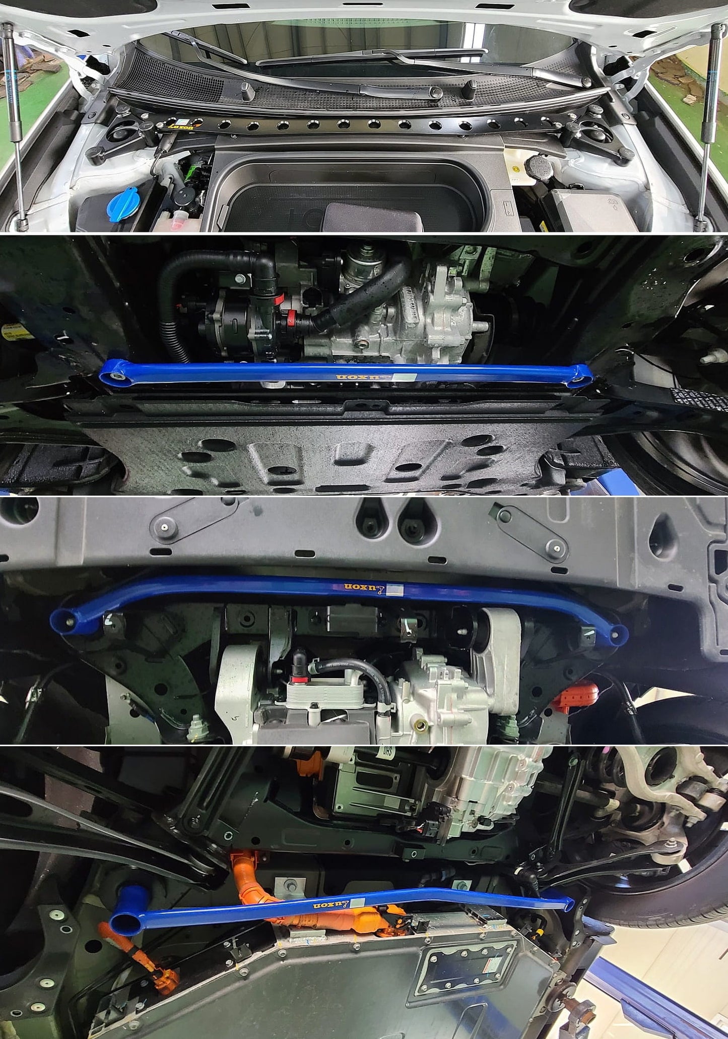 LUXON Front Strut Tower Bar + 3pc Under Brace Set For Hyundai IONIQ 6 & 6N KDM