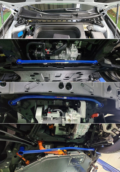 LUXON Front Strut Tower Bar + 3pc Under Brace Set For Hyundai IONIQ 6 & 6N KDM